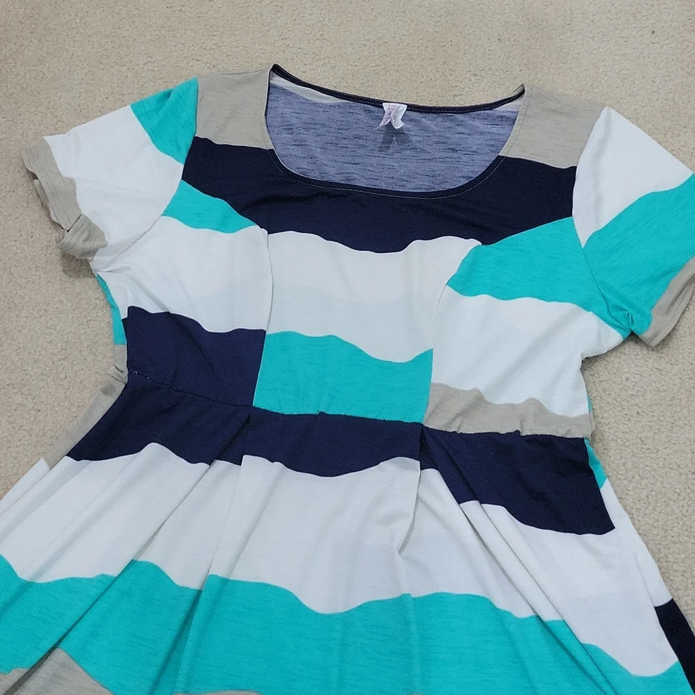 Plus Color Block Dress Purple Rain (1X) - Picture 2 of 4
